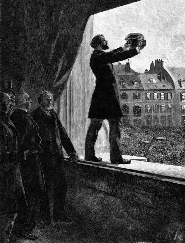 Léon Gambetta proclame la République à l'hôtel de ville de Paris le 4 septembre 1870.